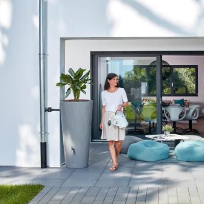 Garantia design regenton Linus 220 liter met bloembak - thumbnail