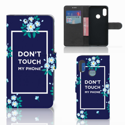 Xiaomi Mi A2 Lite Portemonnee Hoesje Flowers Blue DTMP Xiaomi Mi A2 Lite Portemonnee Hoesje Flowers Blue DTMP