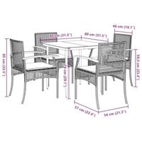 5-delige Tuinset met kussens poly rattan grijs - thumbnail