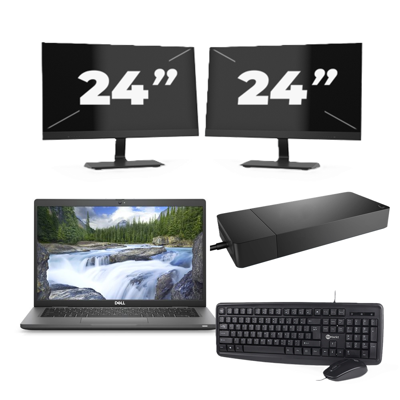 Dell Latitude 7330 - Intel Core i5-12e Generatie - 13 inch - 16GB RAM - 256GB SSD - Windows 11 Home + 2x 24 inch Monitor