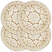 Placemats 4 st rond 38 cm jute wit - thumbnail