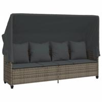 5-delige Loungeset met kussens poly rattan grijs - thumbnail