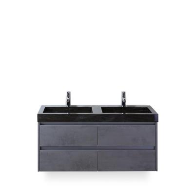 Dante Badmeubelset 120 cm - Beton Antraciet - Wastafel Hardsteen Wit Lucca Dubbel