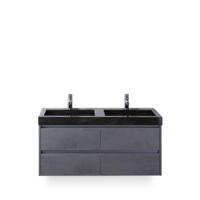 Dante Badmeubelset 120 cm - Beton Antraciet - Wastafel Hardsteen Wit Lucca Dubbel - thumbnail