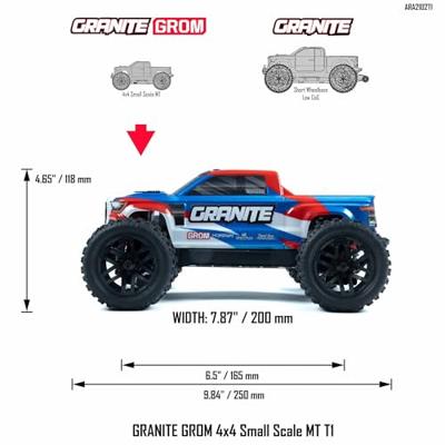 Arrma Granite Grom 4x4 Mega 1/18 electro monster truck RTR - Blauw