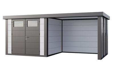 Telluria | Tuinhuis Classico 2724 met Overkapping Lounge Small met Ramen | Rechts | Wit-Antraciet