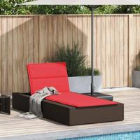 Ligbed met zwevend kussen poly rattan bruin - thumbnail