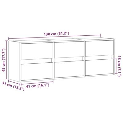 Tv-wandmeubel met LED-verlichting 130x31x45 cm gerookt eiken