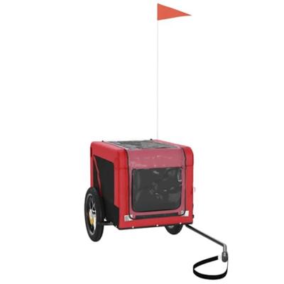 VidaXL Hondenfietstrailer oxford stof en ijzer rood en zwart VidaXL Hondenfietstrailer oxford stof en ijzer rood en zwart
