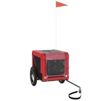 VidaXL Hondenfietstrailer oxford stof en ijzer rood en zwart - thumbnail