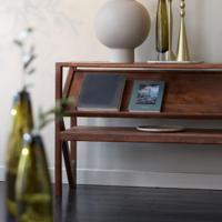 Light & Living Sidetable 'Yuki' Acaciahout en glas, 119cm - thumbnail