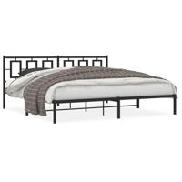 Bedframe met hoofdbord metaal zwart 193x203 cm - thumbnail