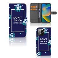 iPhone 14 Pro Max Portemonnee Hoesje Flowers Blue DTMP - thumbnail