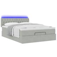 Ottoman bed met matras en LED's 140x200cm fluweel lichtgrijs - thumbnail