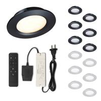 Set LED-inbouwspot met afstandsbediening Modena zwart 3W dimbaar 1-12 stuks - thumbnail