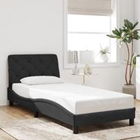 Bedframe met hoofdeinde fluweel zwart 90x200 cm - thumbnail