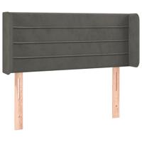 Hoofdbord met randen 203x16x78/88 cm fluweel donkergrijs - thumbnail