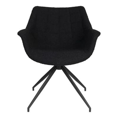 Zuiver Draaibare Eetkamerstoel 'Doulton' Bouclé, kleur Zwart Zuiver Draaibare Eetkamerstoel 'Doulton' Bouclé, kleur Zwart