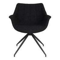 Zuiver Draaibare Eetkamerstoel 'Doulton' Bouclé, kleur Zwart - thumbnail