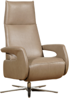 Taupe leren moderne relaxfauteuil Note - met stervoet chroom - zithoogte medium - Granada leer Taupe (taupe leer) - thumbnail