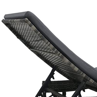 Ligbed met wielen en kussen poly rattan antraciet
