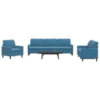 4-delige Loungeset met kussens fluweel blauw - thumbnail