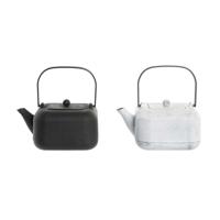 Theepot DKD Home Decor Zwart Roestvrij staal Wit 1,2 L (2 Stuks) - thumbnail