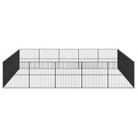 Hondenkennel 20 panelen gepoedercoat staal zwart - thumbnail