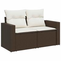 7-delige Loungeset met kussens poly rattan bruin - thumbnail