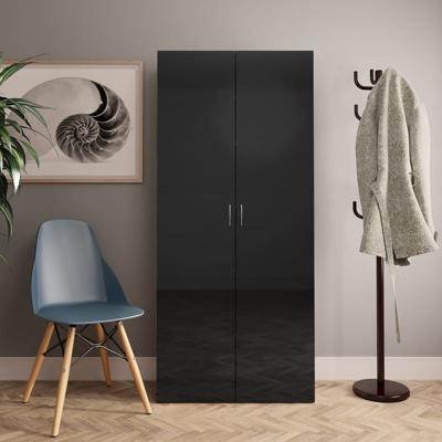 Vidaxl Schoenenkast 80x35,5x180 Cm Spaanplaat Hoogglans Zwart Vidaxl Schoenenkast 80x35,5x180 Cm Spaanplaat Hoogglans Zwart