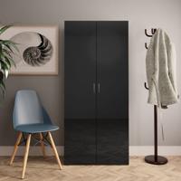Vidaxl Schoenenkast 80x35,5x180 Cm Spaanplaat Hoogglans Zwart - thumbnail