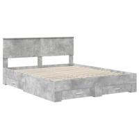 Bedframe met hoofdeinde Beton Grijs 160 x 200 cm Bewerkt hout - thumbnail