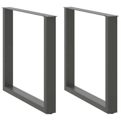 Eettafelpoten 2 st U-vormig 80x(72-73) cm staal antraciet