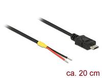 Delock 85541 Kabel USB 2.0 Micro-B male > 2 x open draden voeding 20cm Raspberry Pi - thumbnail