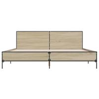 Bedframe bewerkt hout metaal sonoma eikenkleurig 200x200 cm - thumbnail