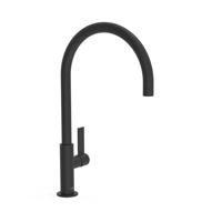 Wastafelmengkraan Tres Project 1-Hendel Uitloop Gebogen 26.1 cm Rond Mat Zwart Tres - thumbnail