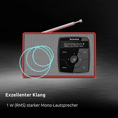 TechniSat DIGITRADIO 2 Radio DAB+, VHF (FM) DAB+, FM, Bluetooth Wekfunctie Rood-zilver