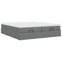 Ottoman bed met matrassen 200x200cm stof donkergrijs - thumbnail