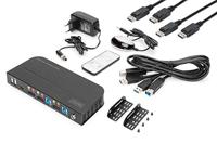 Digitus DS-12850 KVM-switch 2 + 2 poorten DisplayPort, HDMI Afstandsbediening, Toetsenbord 3840 x 2160 Pixel - thumbnail
