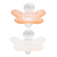 Difrax Fopspeen Natural 0-6m 2pack Wit/roze - thumbnail