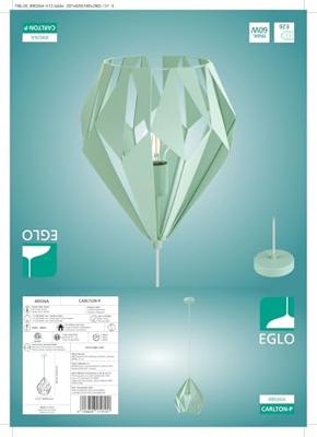 Eglo Pastel hanglampCarlton-P Pastel groen - 49026