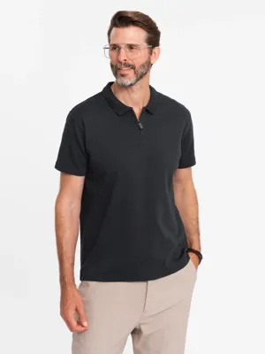 Italian Style - Poloshirt Heren - Korte Mouw Met Rits - Zwart - Italianstyle