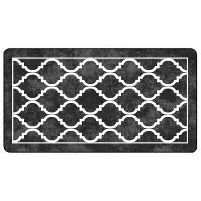 VidaXL Vloerkleed wasbaar anti-slip 80x150 cm zwart en wit VidaXL Vloerkleed wasbaar anti-slip 80x150 cm zwart en wit