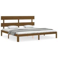 Bedframe met hoofdbord massief hout honingbruin 200x200 cm - thumbnail