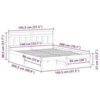 Bedframe met hoofdeinde Bruin 140 x 200 cm Massief grenenhout - thumbnail
