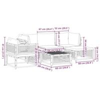 6-delige Loungeset met kussens massief acaciahout - thumbnail