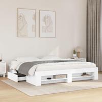 Bedframe massief hout wit 200x200 cm - thumbnail