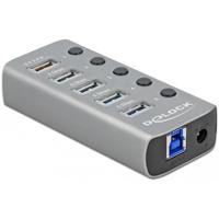 Delock 63262 USB 5 Gbps hub met 4 poorten + 1 snellaadpoort met schakelaar en verlichting - thumbnail