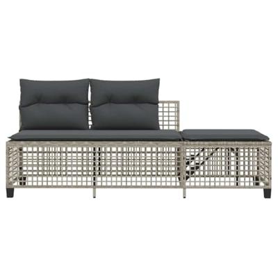 3-delige Loungeset met kussens poly rattan lichtgrijs 3-delige Loungeset met kussens poly rattan lichtgrijs