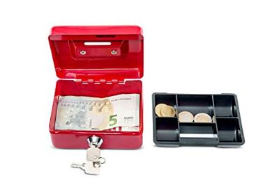 Geldkist MAUL met muntgleuf en slot 125x95x60mm rood